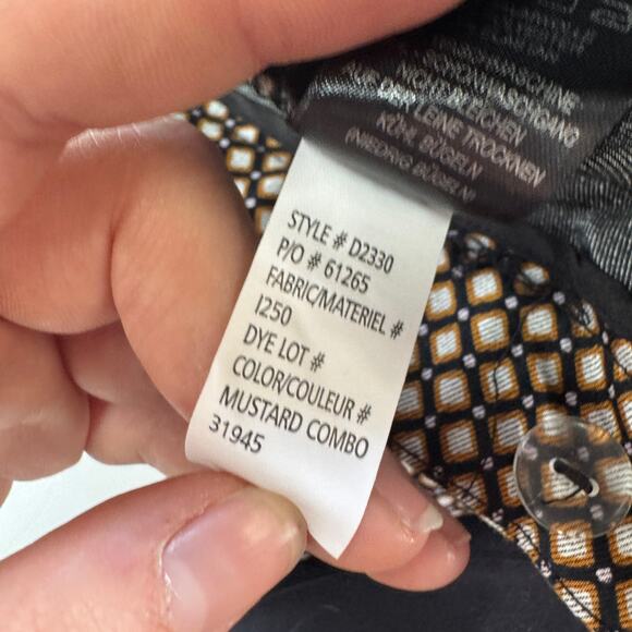 Adrienne Vittadini Pants Womens 6‎ Yellow Mustard Combo Diamond Printed Ankle - Picture 5 of 9